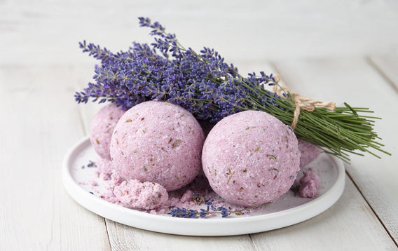 Homemade lavender CBD bath bombs