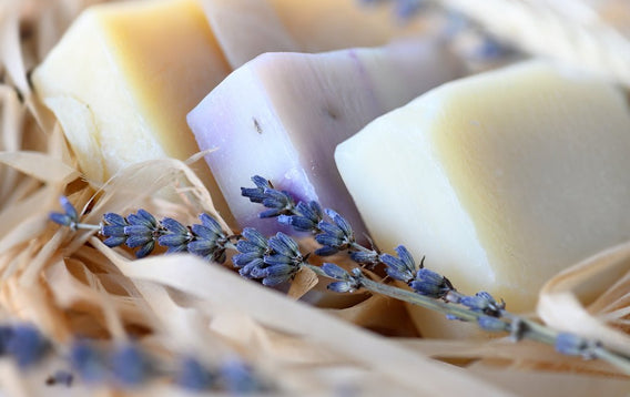 Homemade soap and lavender