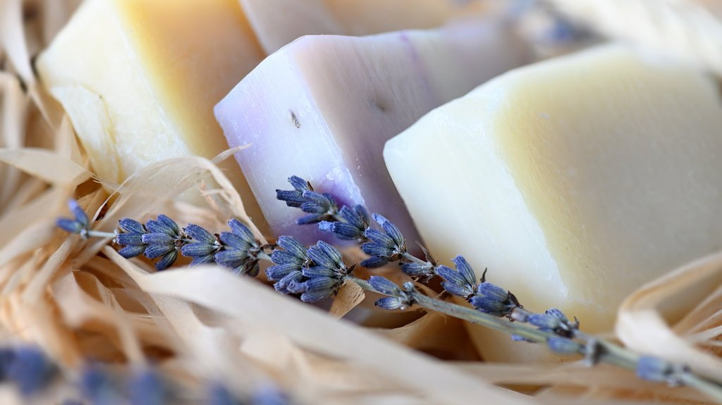 Homemade soap and lavender