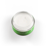 Open jar of HempLucid CBDA Body Cream, showcasing the creamy texture, ideal for skin application.