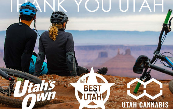 Mountain bikers in Utah desert - Thank You Utah