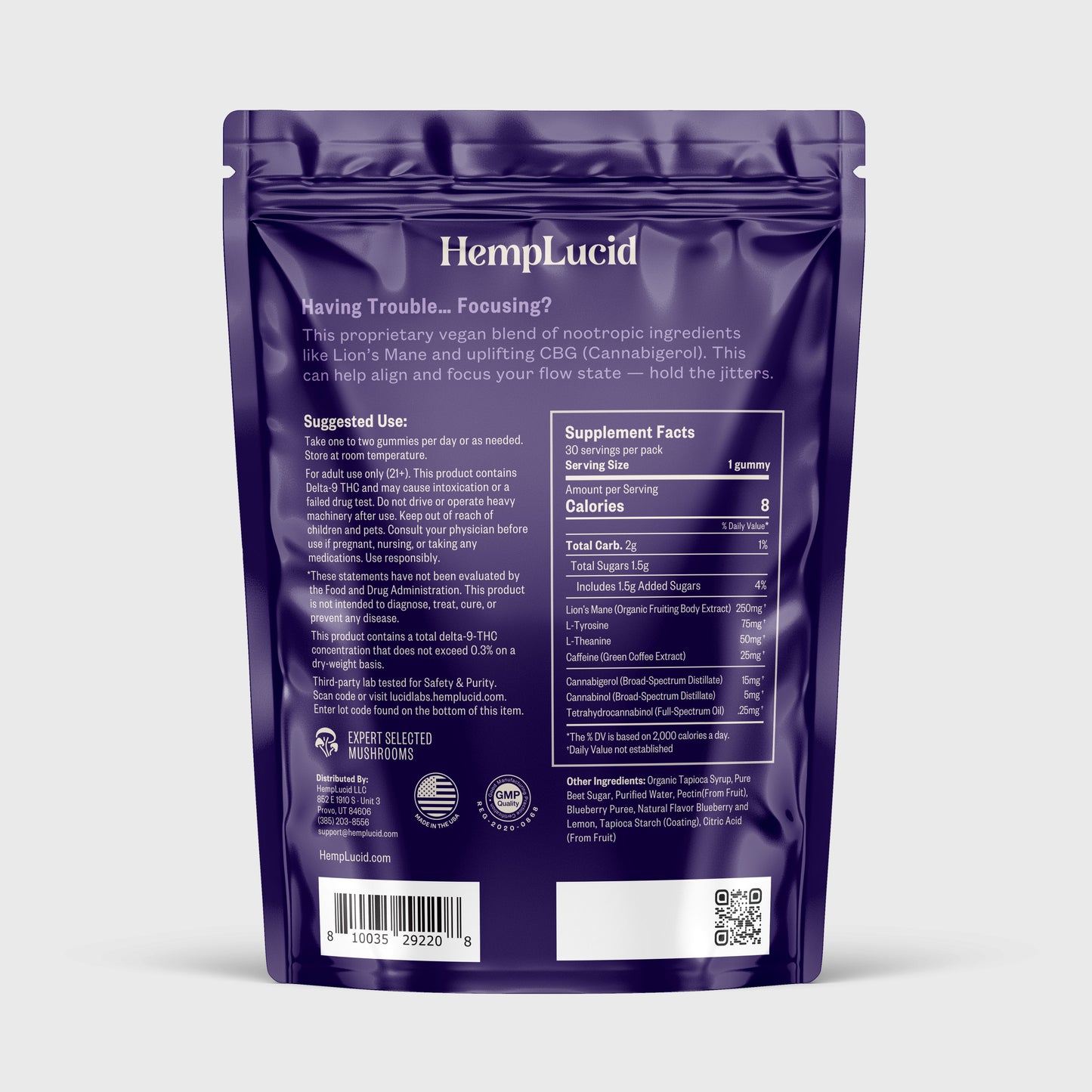 Focus Mushroom CBG Gummies - Grape