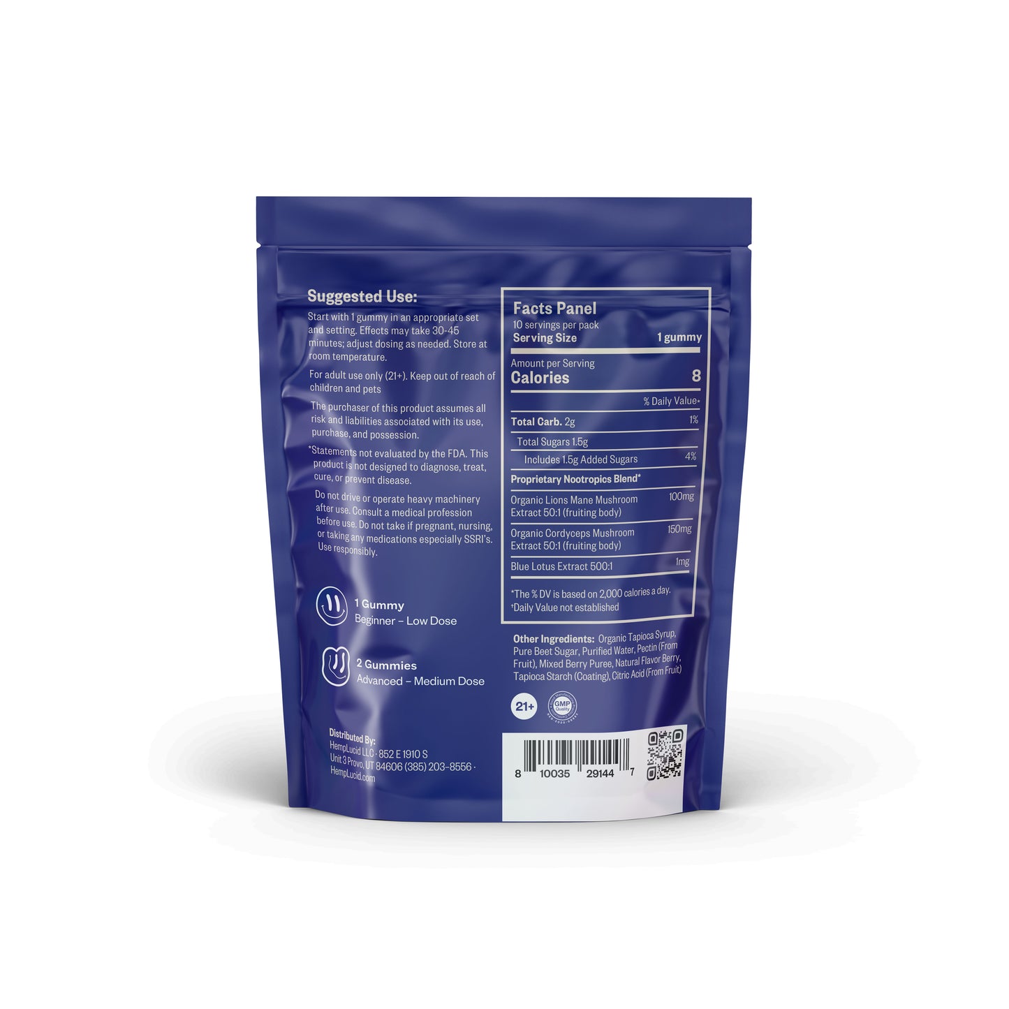 Microdosed Nootropic & Blue Lotus Gummies 10 pack - Berry Blast Off