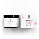 HempLucid Delta-8 THC Strawberry Flavored Gummy Cubes, 750mg total, in a black jar beside its packaging box with detailed product labels