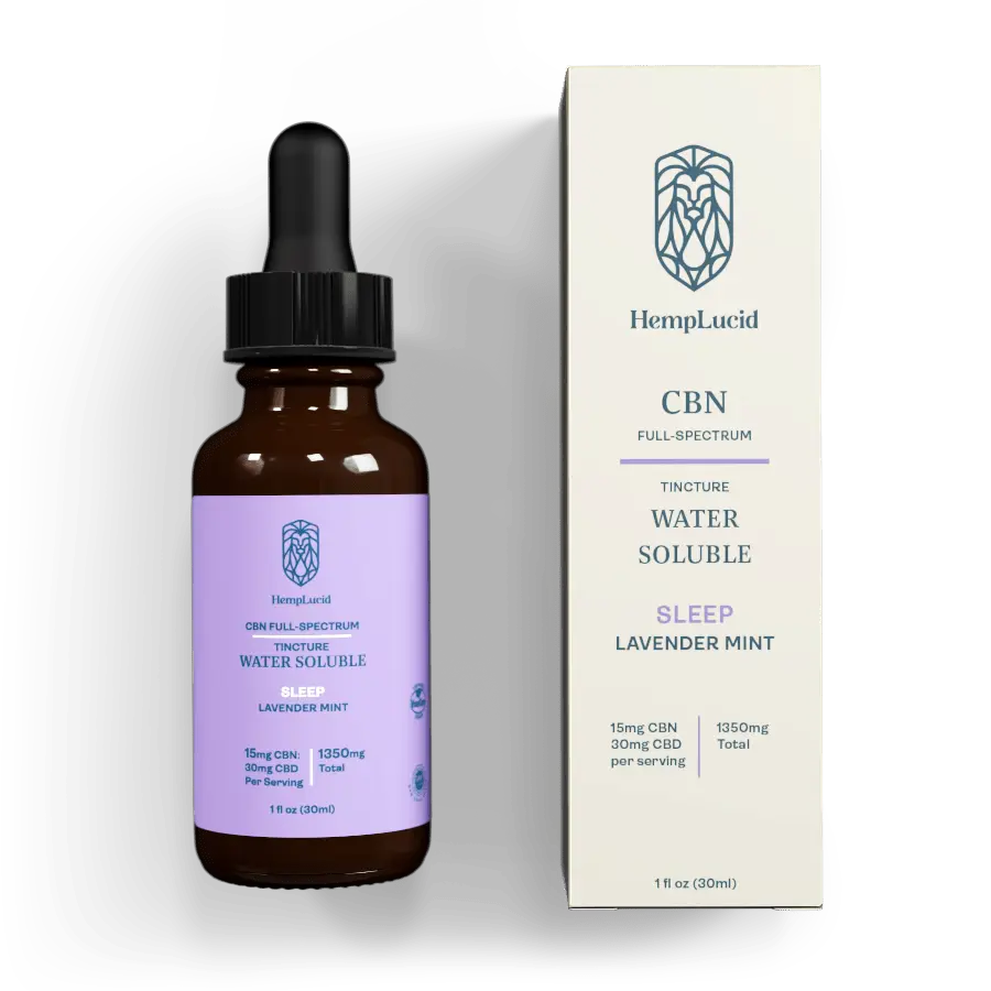 CBN Water-Soluble Lavender Mint Sleep Tincture | HempLucid CBN Water-Soluble Lavender Mint Sleep Tincture | HempLucid