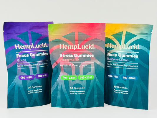 Focus Sleep Stress - Herb & Mushroom CBN THC CBG CBD Gummies