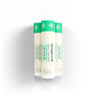 Three HempLucid Peppermint Full-Spectrum CBD Lip Balms displayed side by side, emphasizing the natural, therapeutic qualities of the product with clean and vibrant packaging.