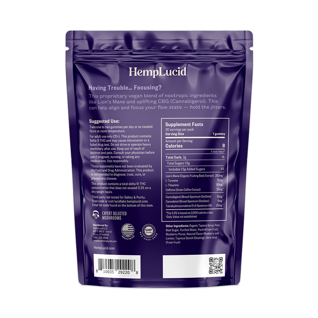 Focus Mushroom CBG Gummies - Grape